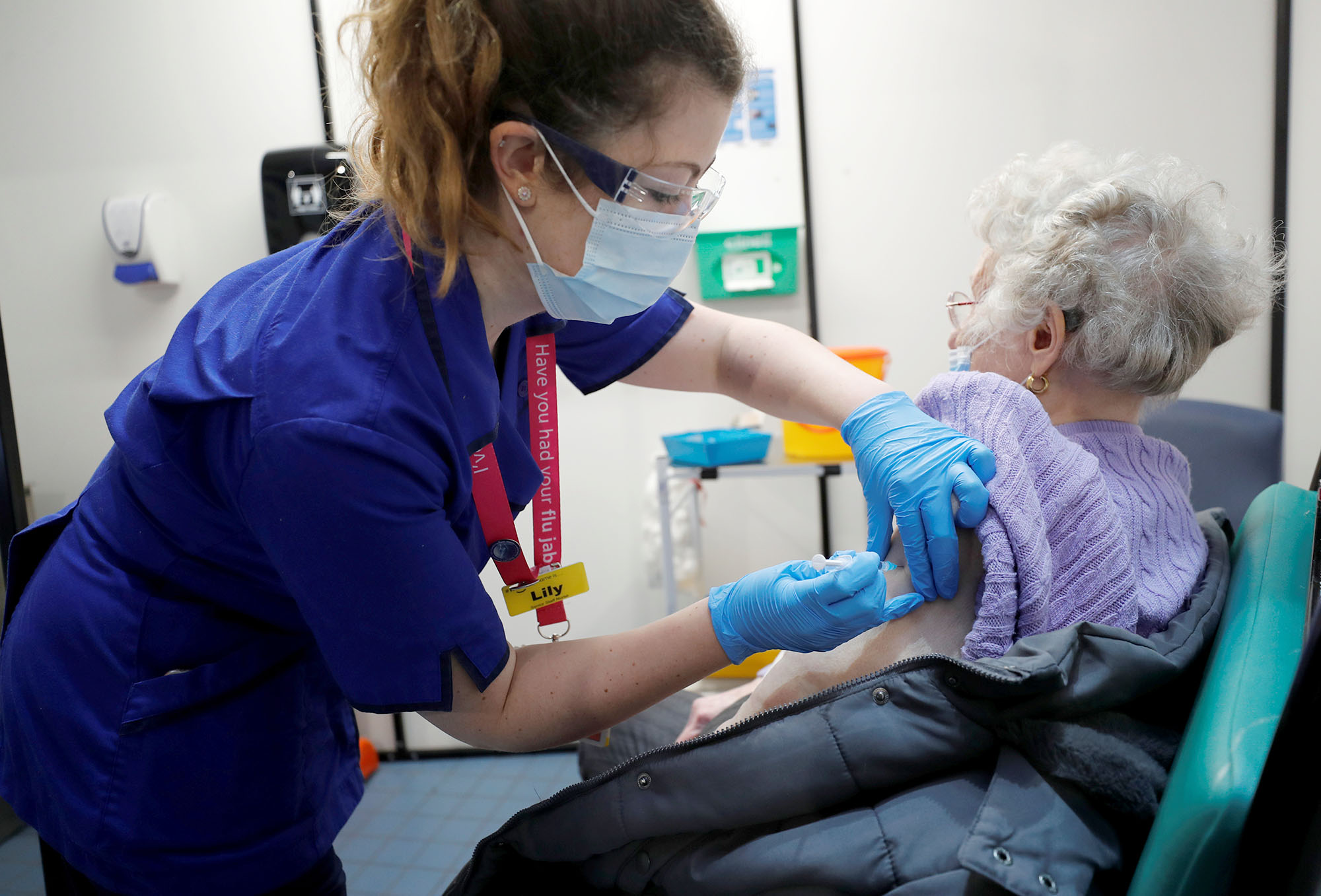 PHOTO: A nurse administers the Pfizer/BioNTech COVID-19 vaccine at Guy's Hospital in London, Dec. 8, 2020. 
