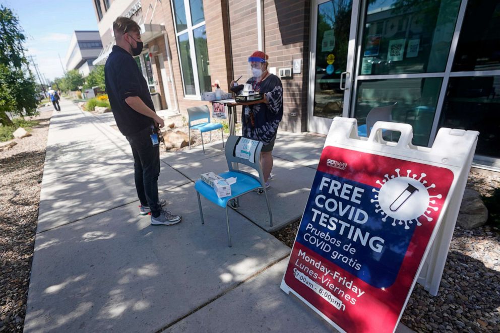 PHOTO: Clay Harris receives a COVID-19 test outside the Salt Lake County Health Department, July 22, 2022, in Salt Lake City.