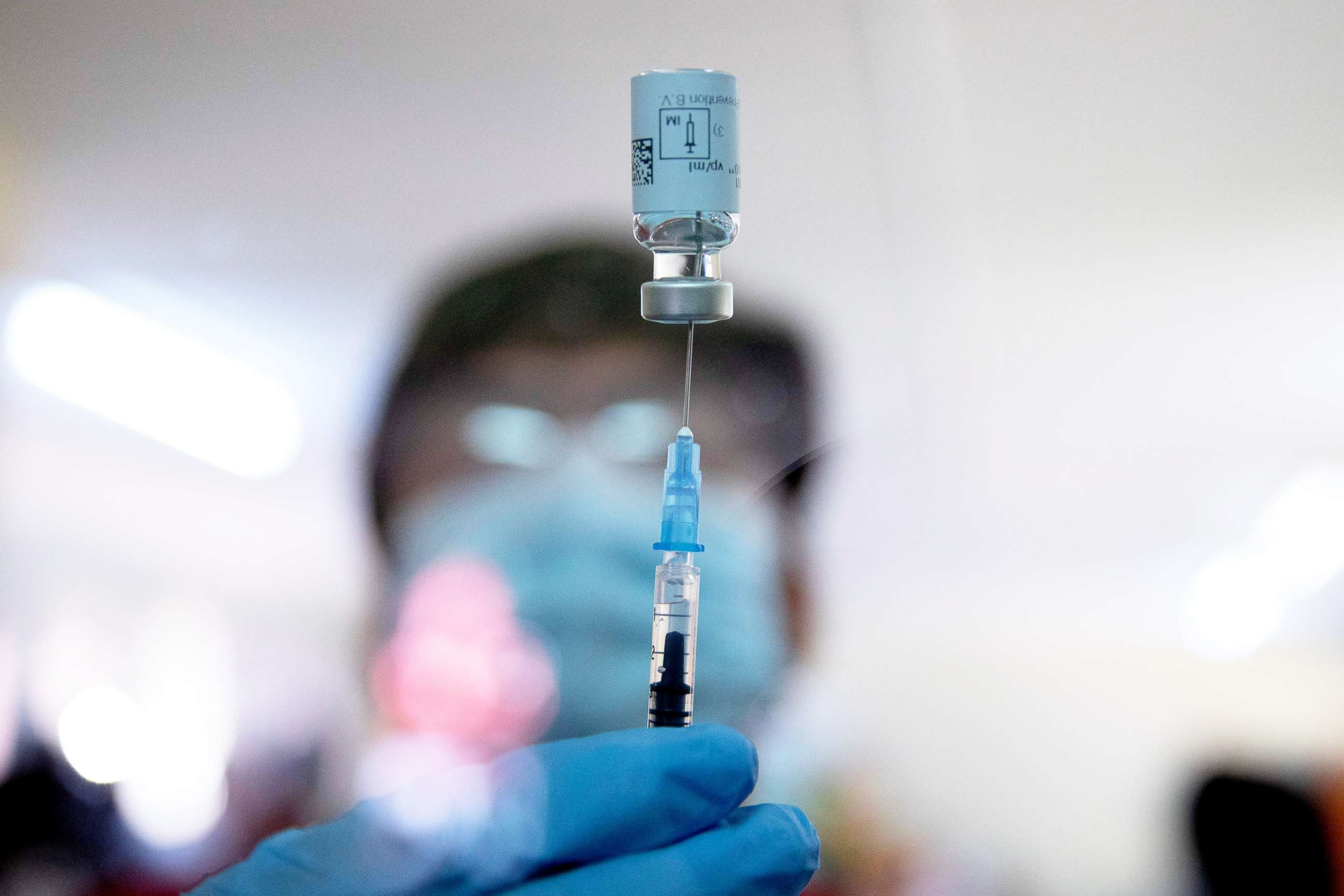 PHOTO: A healthcare worker fills a syringe from a vial with a dose of the Johnson & Johnson Covid-19 vaccine in Klerksdorp, South Africa, Feb. 18, 2021.