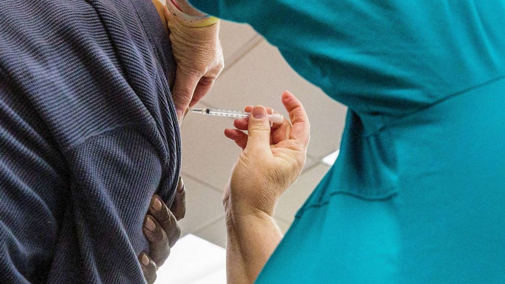 PHOTO: A patient receives the Pfizer-BioNTech vaccine at the McLeod Health Clarendon hospital in Manning, S.C., Feb. 17, 2021.