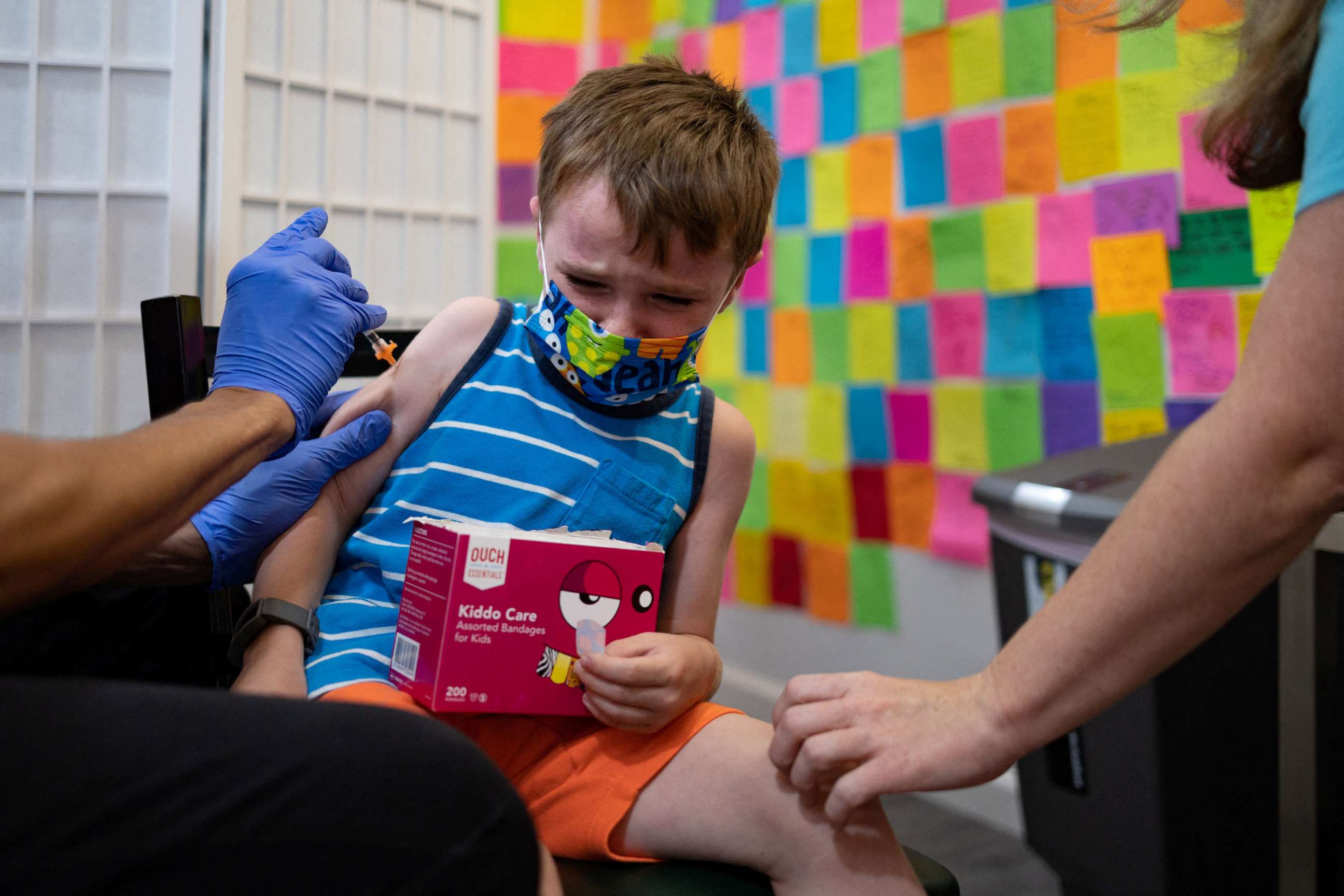 PHOTO: Brady Bubel, 5, receives a Pfizer-BioNTech COVID-19 booster vaccine in Schwenksville, Pa., June 2, 2022.