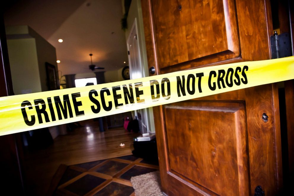 PHOTO: In this undated file photo, crime Scene tape at the front door of a luxury home.