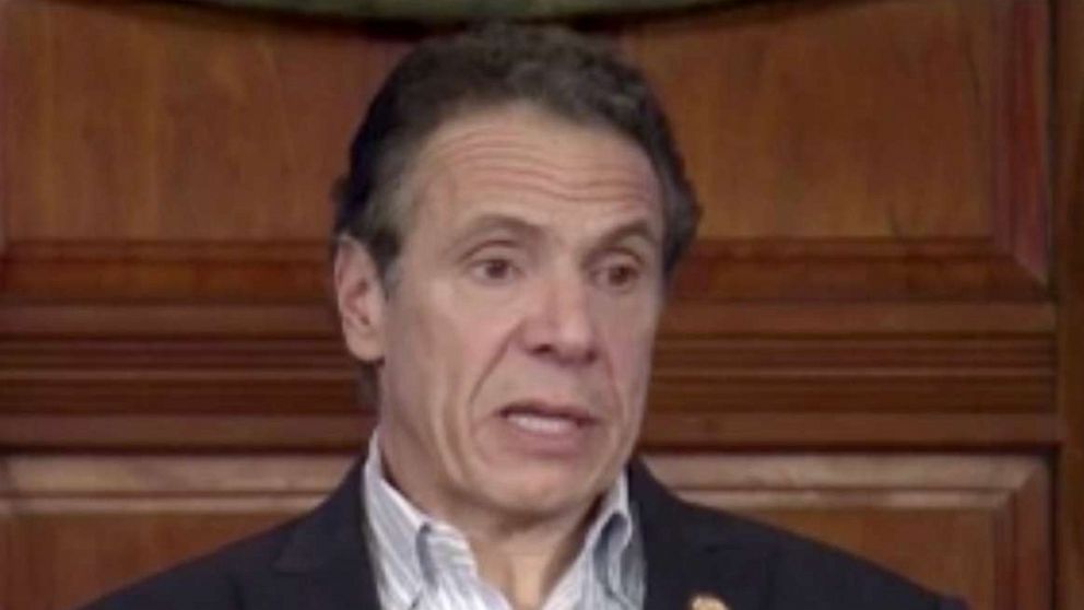 PHOTO: New York Governor Andrew Cuomo speaks during a briefing on the coronavirus, March 29, 2020.