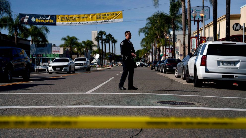 PHOTO: A member of law enforcement near the site of a deadly shooting, Jan. 22, 2023 in Monterey Park, Calif.