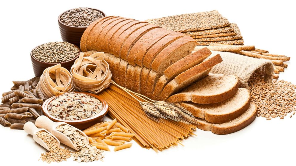 PHOTO: Various grains, lentils and whole grain breads and pasta products are displayed in an undated stock photo.