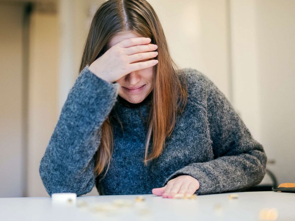   PHOTO: A woman sobs in this stock photo. 