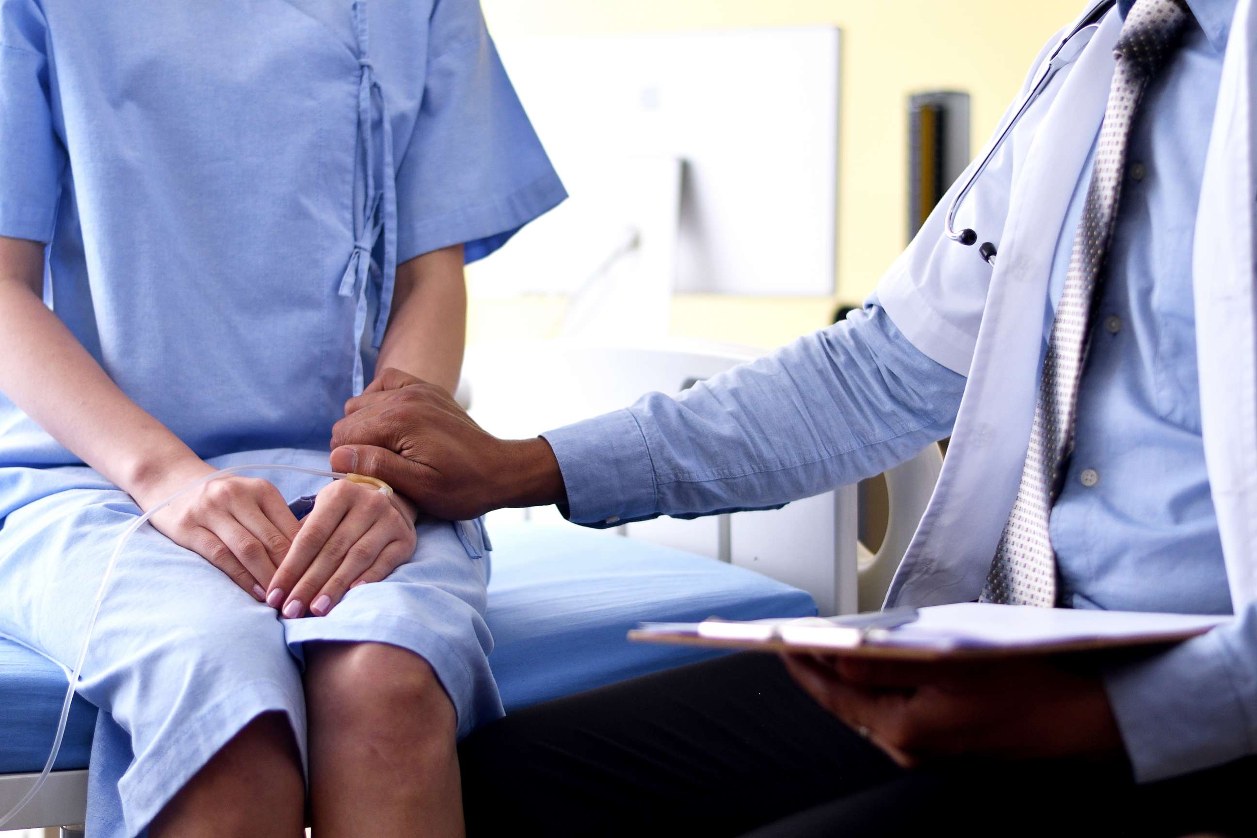 PHOTO: A doctor consoles a patient in this stock photo.