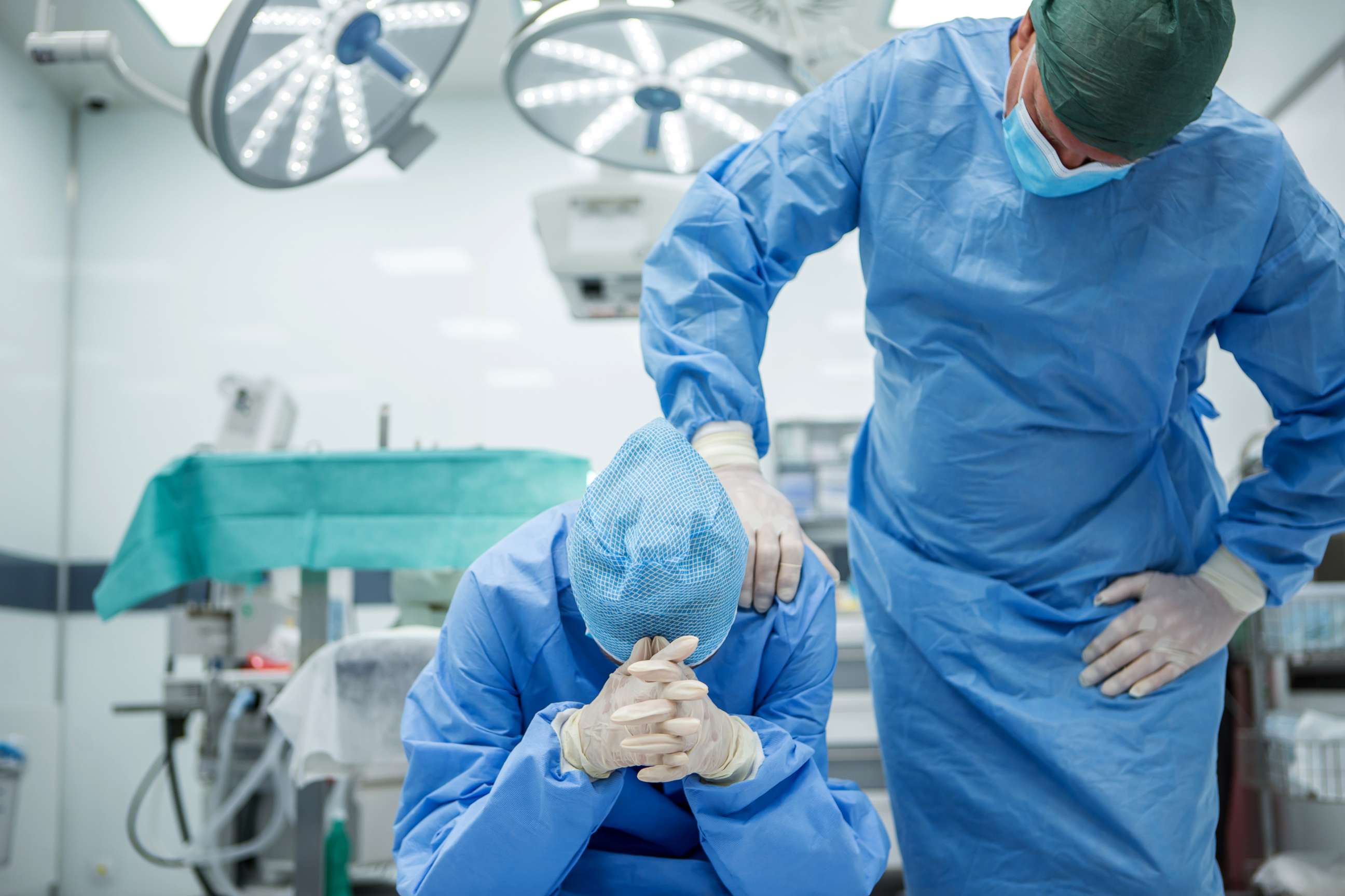 PHOTO: A doctor is consoled in this stock photo.