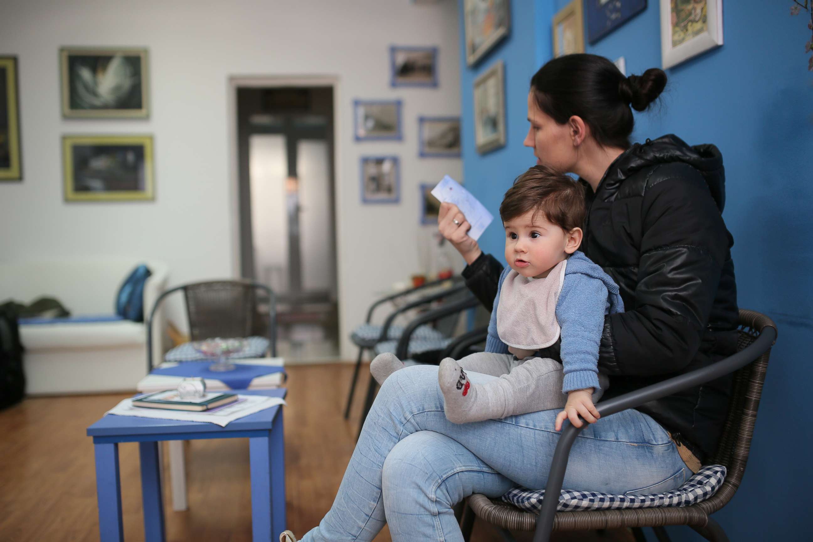 PHOTO: A woman and her son sit in a doctor's office in this undated stock photo.