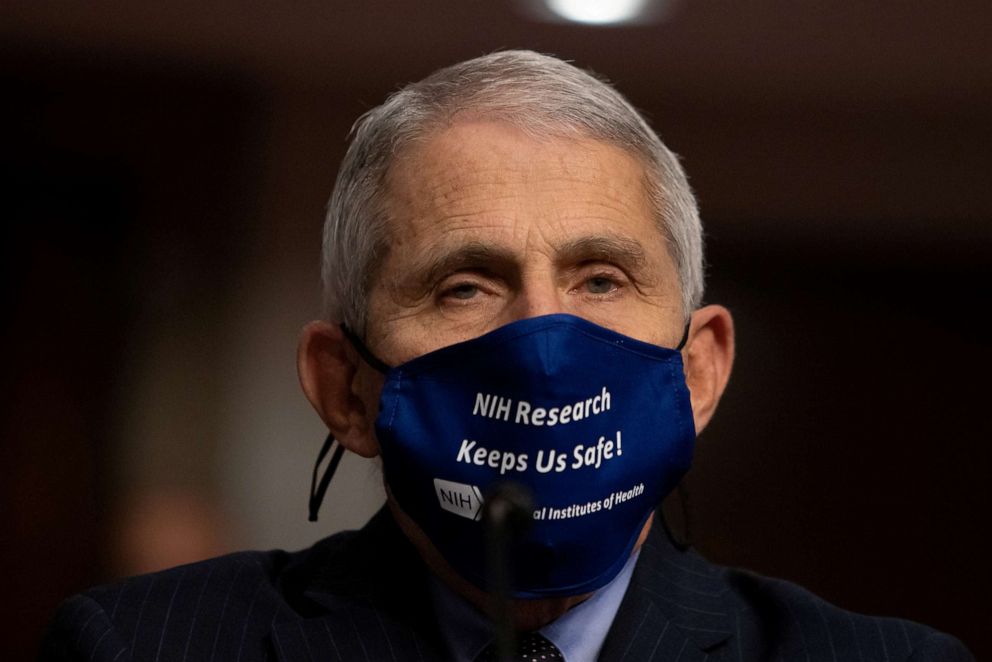 PHOTO: Dr. Anthony Fauci, director of the National Institute of Allergy and Infectious Diseases, looks on before testifying in the U.S. Senate on the federal response at the U.S. Capitol, in Washington, D.C., on Sept. 23, 2020.  