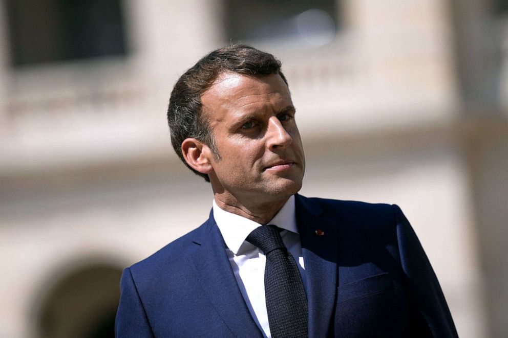 PHOTO: French President Emmanuel Macron attends the farewell to arms ceremony of French Armies Chief of the Defence Staff Francois Lecointre at The Invalides, in Paris, July 21, 2021.