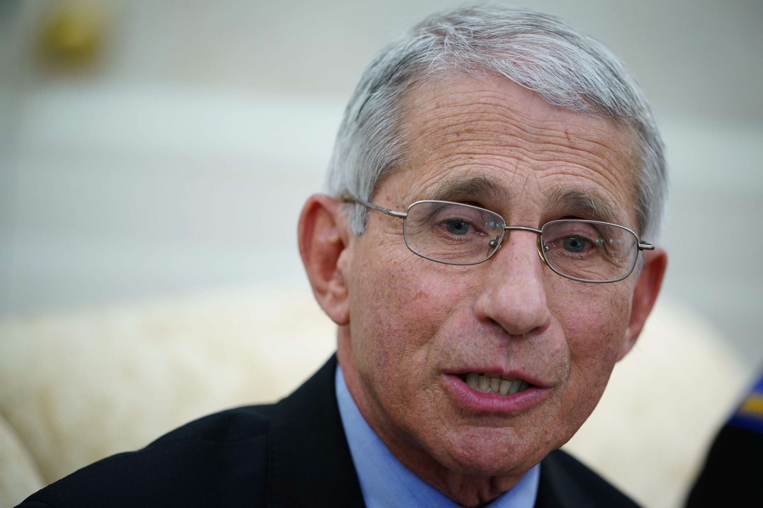 PHOTO: In this file photo Dr. Anthony Fauci , director of the National Institute of Allergy and Infectious Diseases speaks during a meeting with US President Donald Trump in the Oval Office.