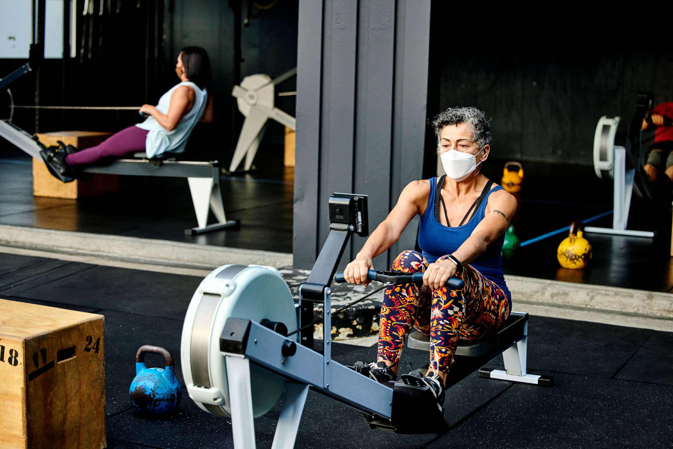 PHOTO: In this undated file photo, a woman works out on a rowing machine at a gym.