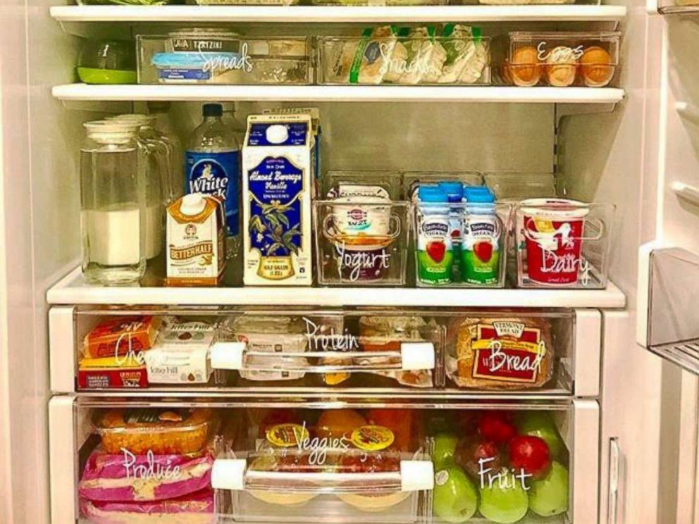 PHOTO: The Food Fix founder Heather Bauer organizes her refrigerator using bins and labels.
