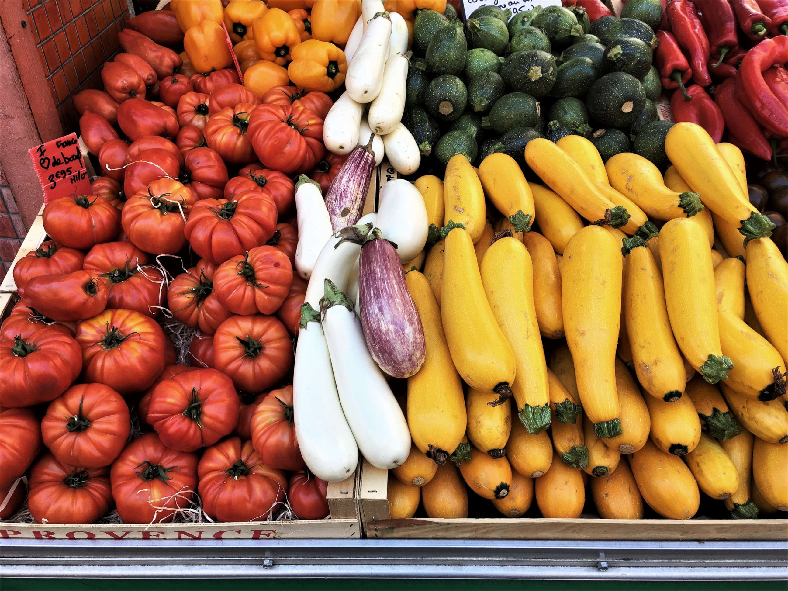 PHOTO: A variety of fruit and vegetables on display in an indoor market.