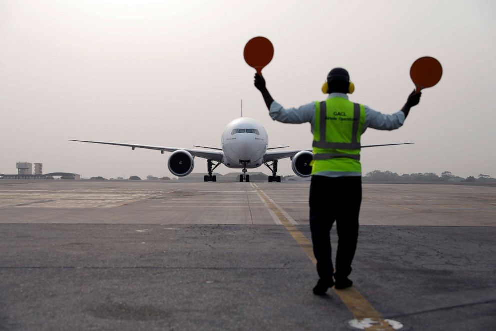 PHOTO: The first shipment of COVID-19 vaccines distributed by the COVAX arrive at the Kotoka International Airport in Accra, Ghana, Feb. 24, 2021.