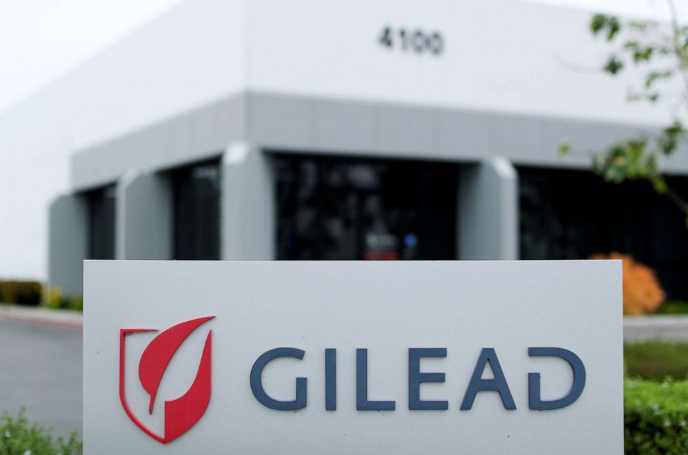 PHOTO: In this April 29, 2020, file photo, Gilead Sciences Inc pharmaceutical company in Oceanside, Calif., is seen after they announced a Phase 3 Trial of the investigational antiviral drug Remdesivir in patients with COVID-19.