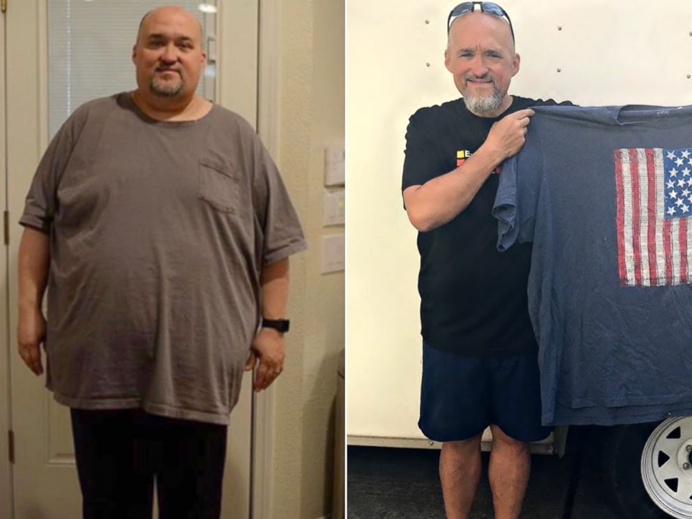 PHOTO: Marcus Cook is pictured before and after the weight loss he achieved as a member of the "Missing Chins Run Club."