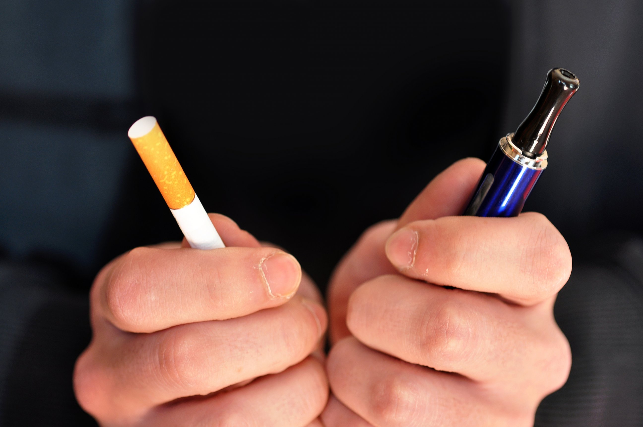 PHOTO: A cigarette and an e-cigarettes are displayed in this undated stock photo.