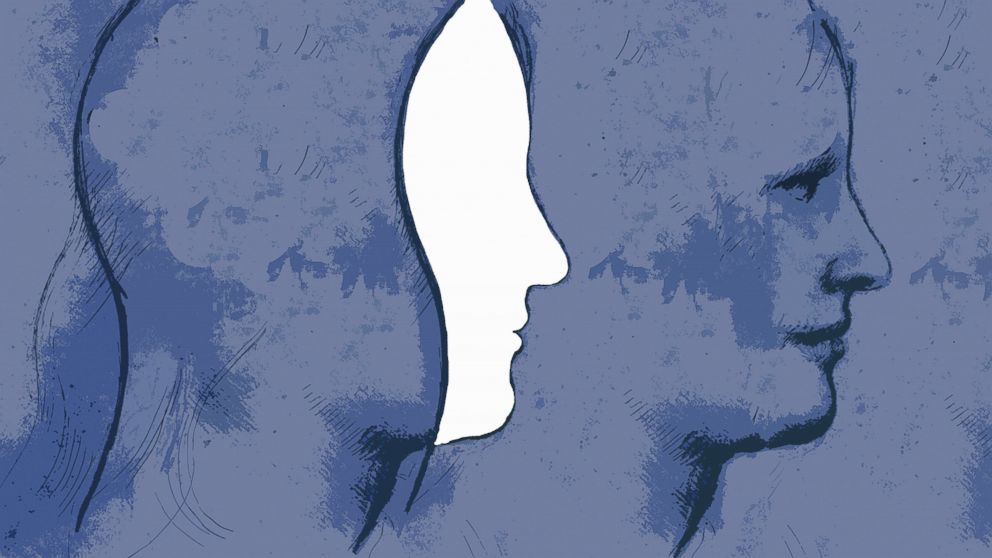 PHOTO: Illustration of overlapping profiles of a man's head.