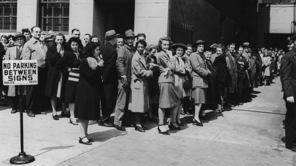 PHOTO: New Yorkers queue up for their free smallpox vaccinations after twelve cases were reported in the state, April 1947.