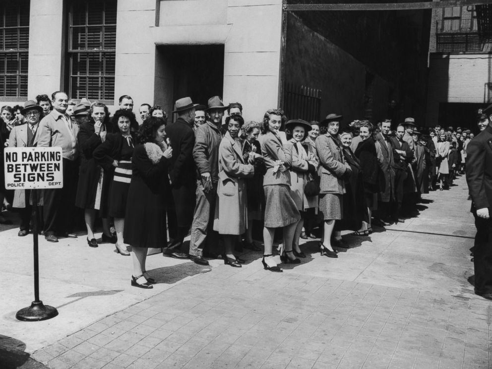 PHOTO: New Yorkers queue up for their free smallpox vaccinations after twelve cases were reported in the state, April 1947.