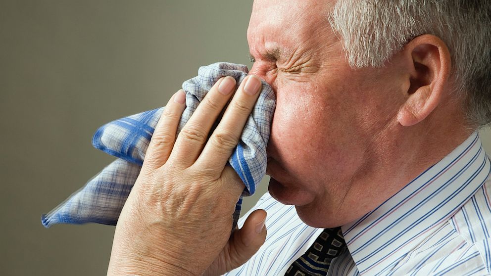PHOTO: Sneezing fits can be caused by allergies. 