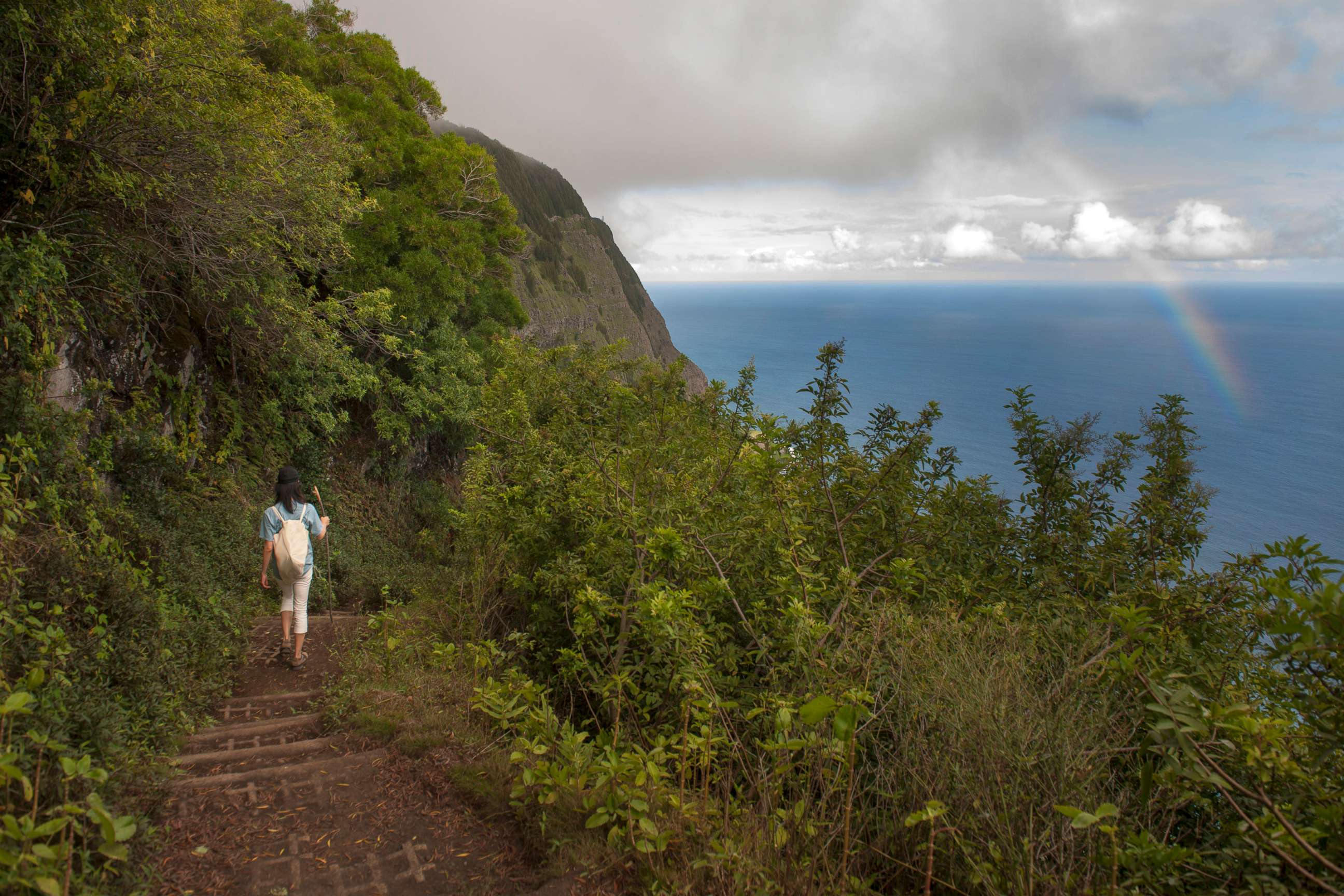 PHOTO: In this undated file photo, a hiker makes her way down a descent on the Kalaupapa sea cliff trail to Kalaupapa National Historical Park in Hawaii.