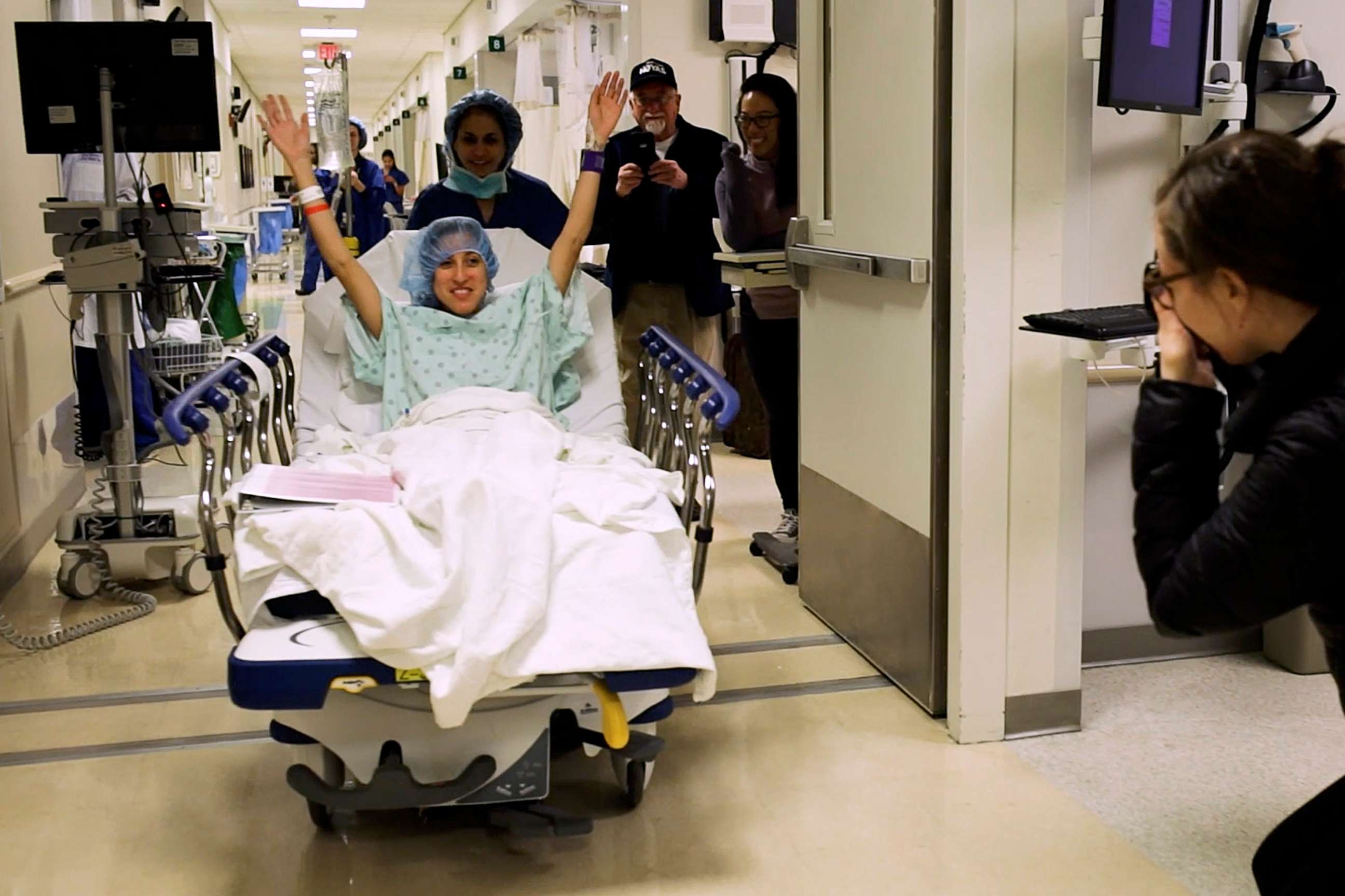 PHOTO: Nina Martinez is wheeled into a Baltimore operating room to become the first living organ donor with HIV, March 25, 2019.