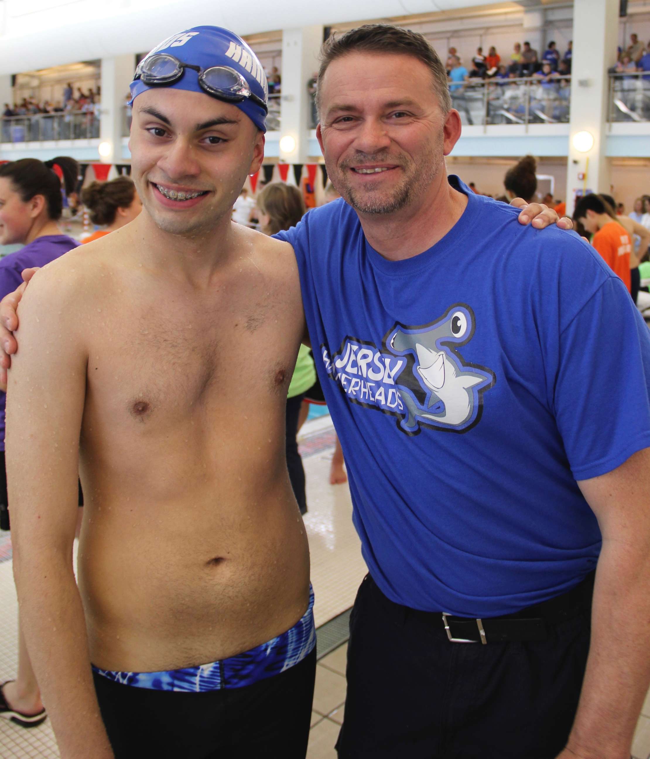 PHOTO: Mike McQuay Sr. and his son Mikey appear in "Swim Team." McQuay Sr. and his wife, Maria, started the Jersey Hammerheads swim team for Mikey. 