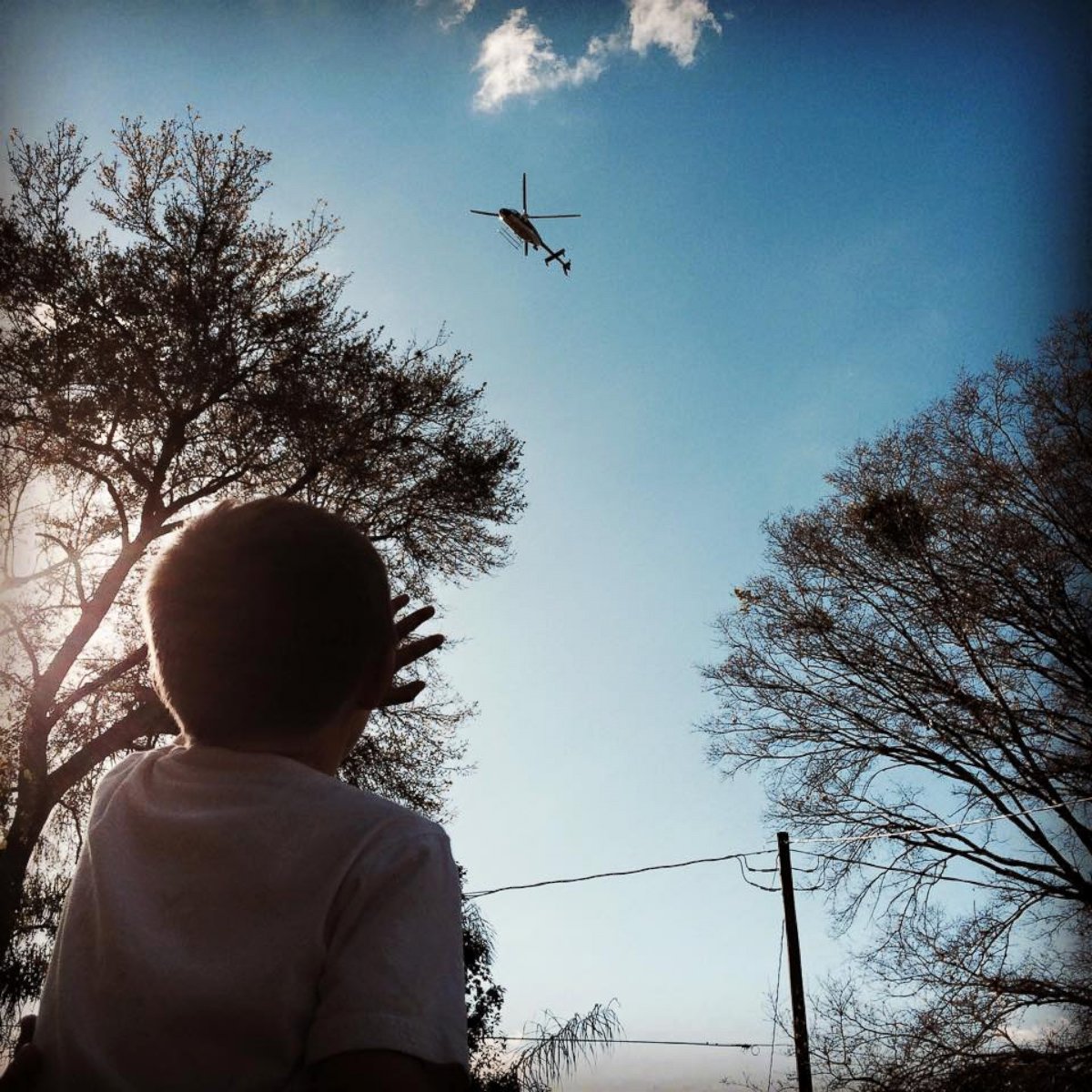 PHOTO: he local Sheriff's department arranged for a helicopter fly by to help Glenn Buratti celebrate his sixth birthday.