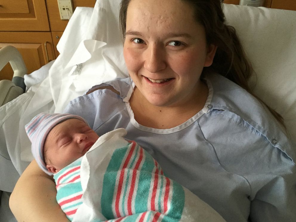 PHOTO: Danielle Smith gave birth to baby Cayden at the Nantucket Cottage Hospital just after Nantucket Island in Massachusetts lost power during the blizzard in the early morning of Jan. 27, 2014.
