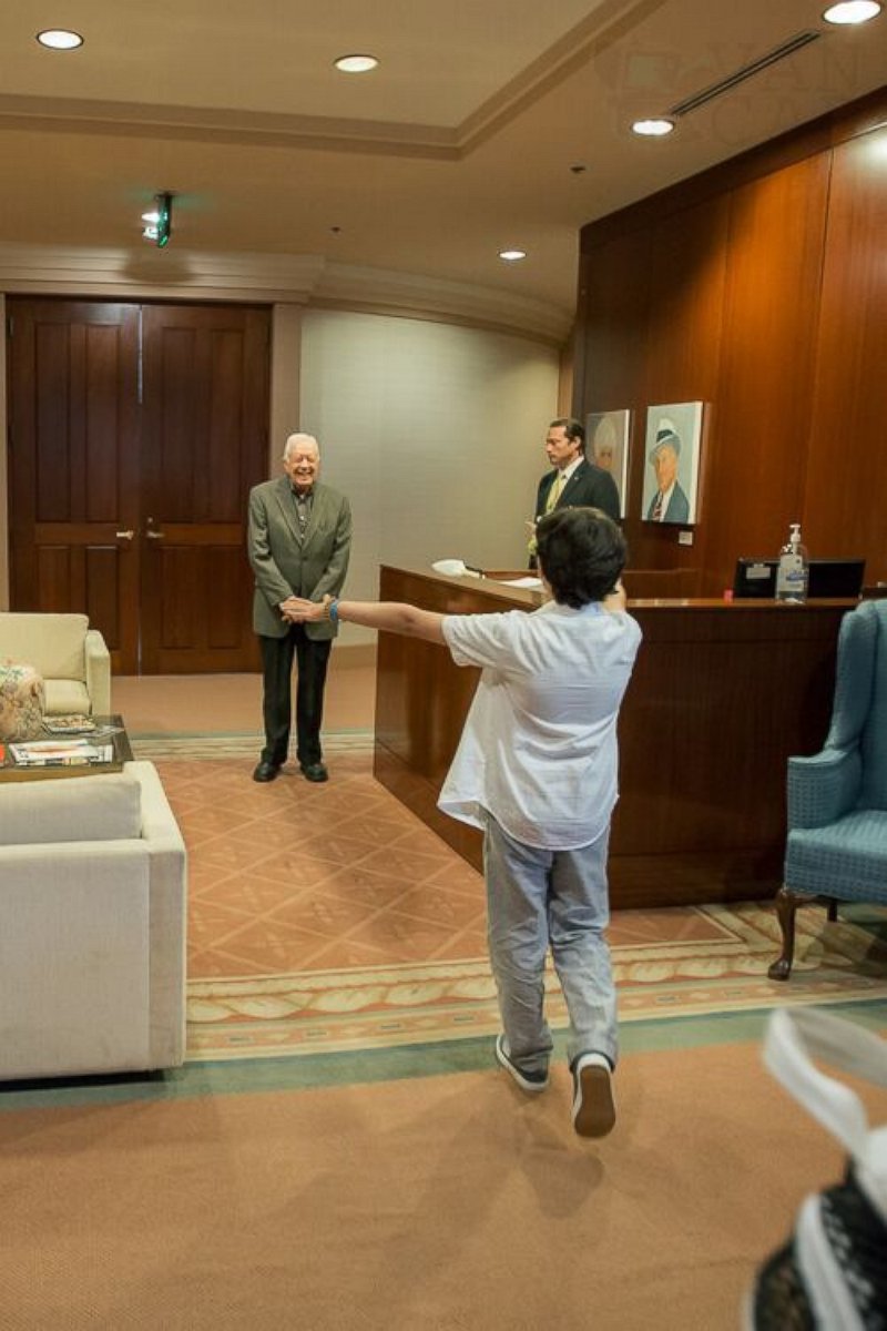 PHOTO: Carter Beckhard-Suozzi, 10, was granted his wish to meet fellow cancer survivor former President Jimmy Carter by the Make-A-Wish Foundation.
