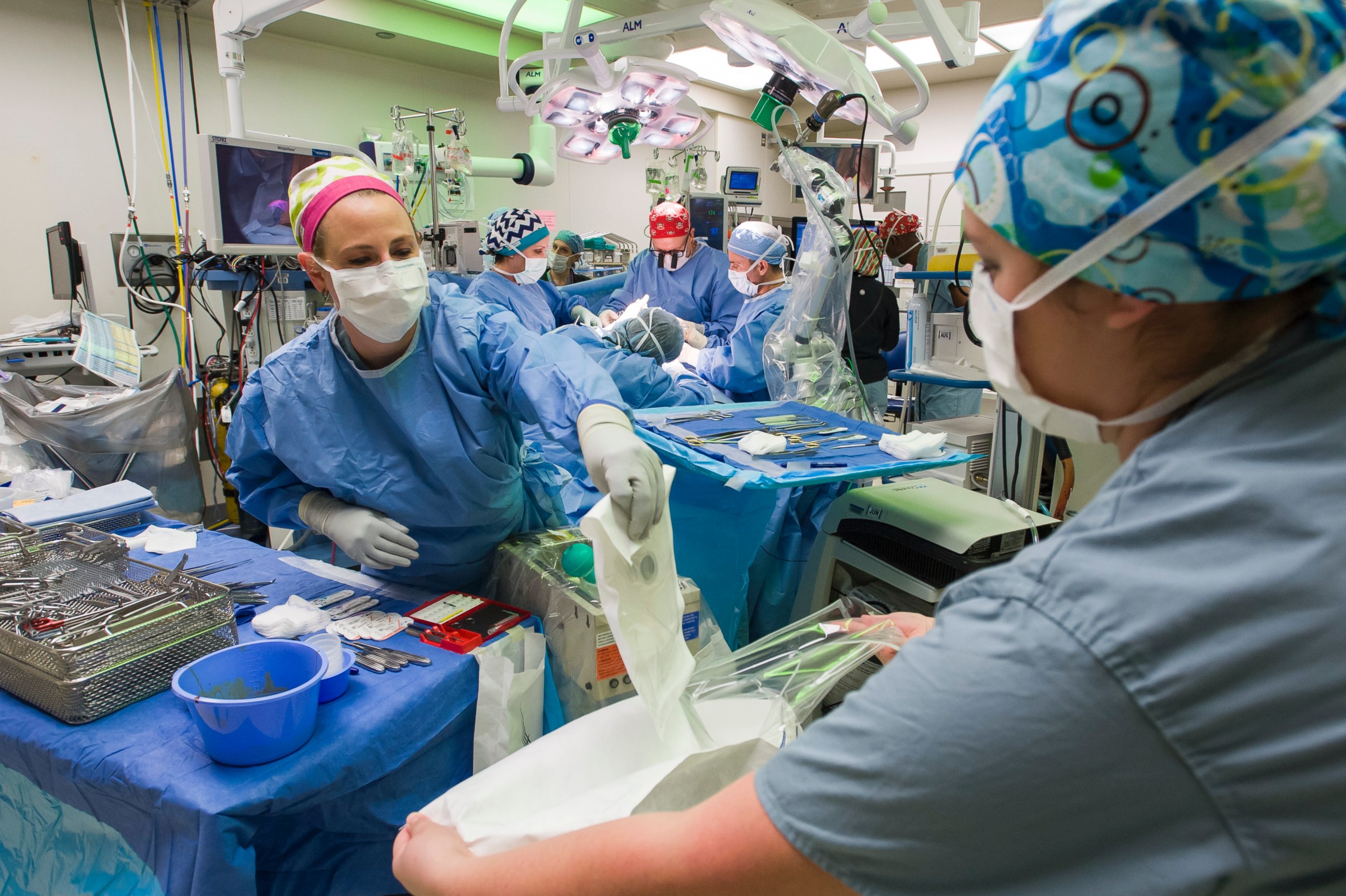 PHOTO: Staff prepares tissue expanders for Mata twins.