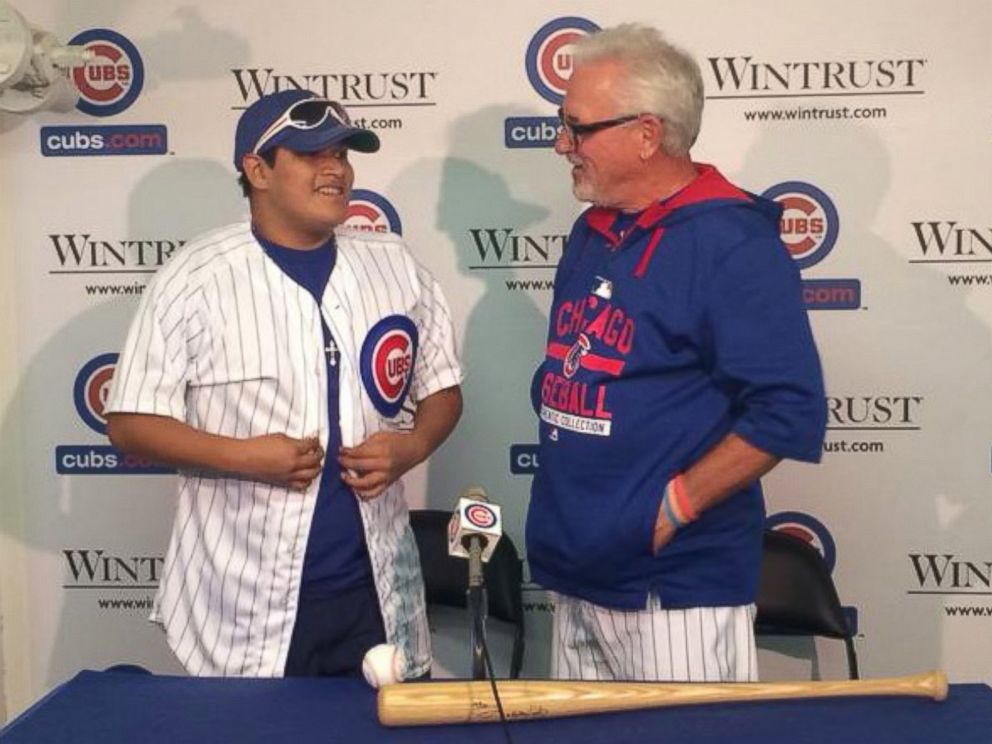 PHOTO: The Chicago Cubs baseball team treated Victor Martinez, a 16-year-old fighting brain cancer, to a special day at Wrigley Field on August, 6, 2015. 