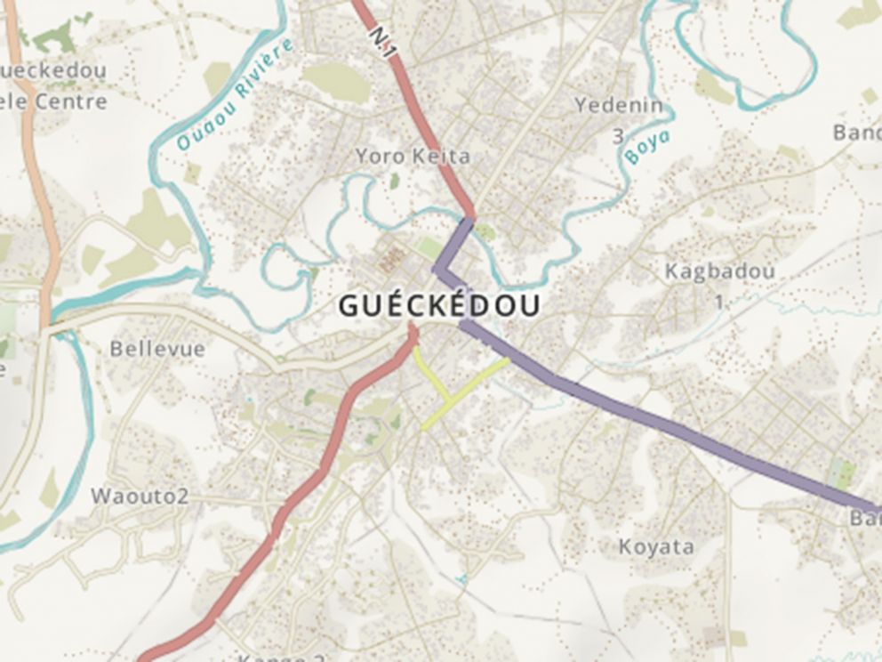 PHOTO: In Gueckedou hundreds of roads, buildings and trees were added to maps.
