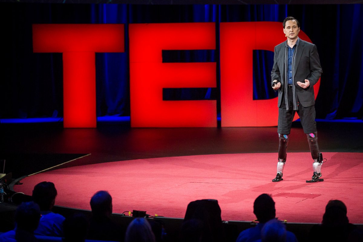 PHOTO: Hugh Herr speaks at a TED Conference in Vancouver, Canada, March 19, 2014.