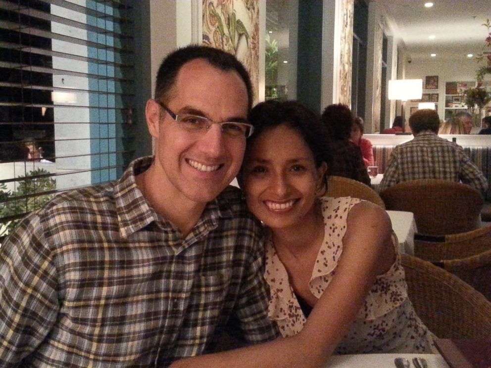 PHOTO: My husband Christopher and me in a dinner during our trip to my home country, Peru, on Feb. 6, 2015.