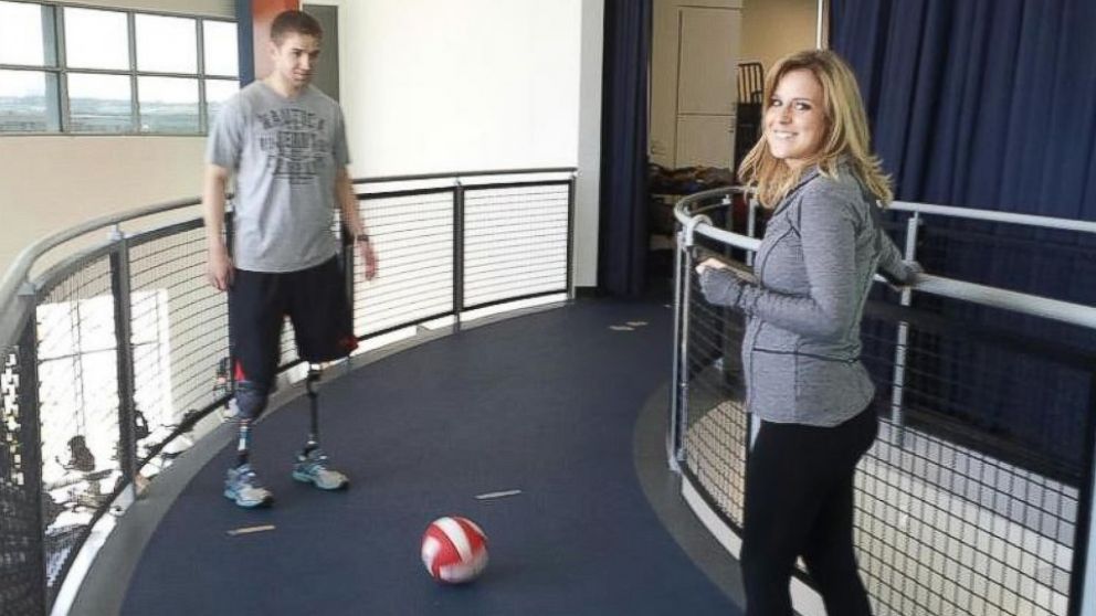 PHOTO: Josh Hargis practices his soccer skills using his prosthetic legs.