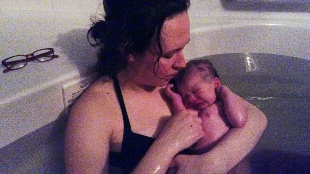 PHOTO: Megan Goodoien, a Minneapolis mom who used nitrous oxide during delivery, is pictured here with her baby after delivery on Jan. 11, 2015.