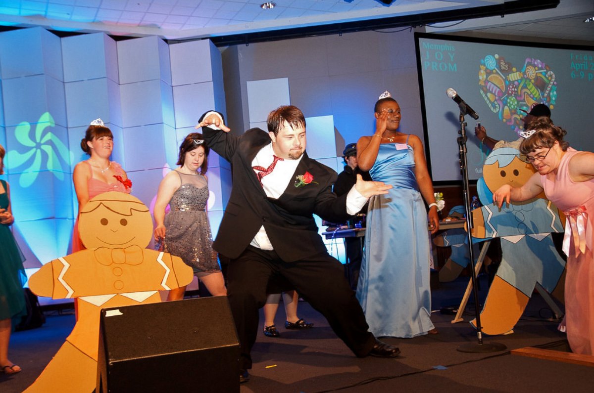 PHOTO: Attendees bust a move on the dance floor of a prom for people with disabilities.