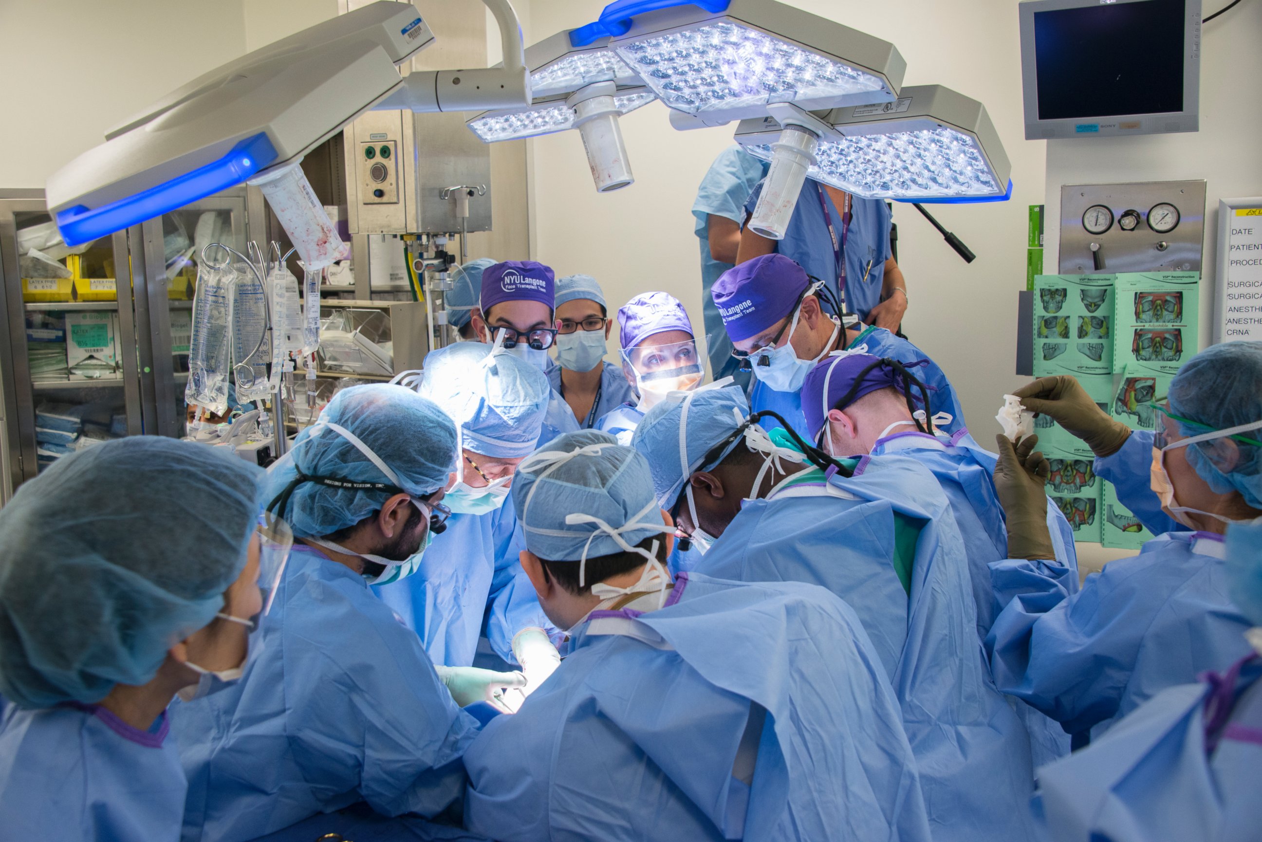 The surgical team at NYU Langone Medical Center, led by Dr. Eduardo Rodriguez, worked for 26 hours to complete Pat Hardison's face transplant surgery.