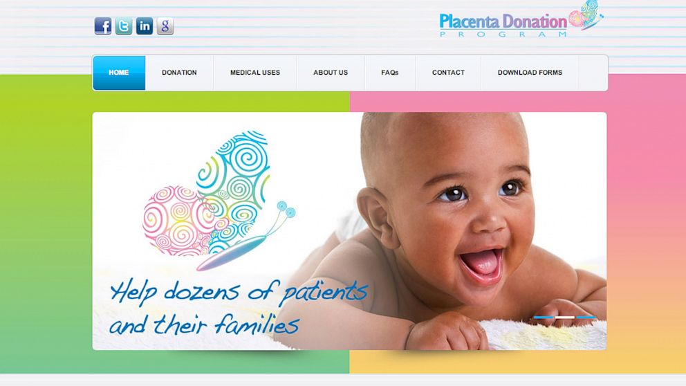 PHOTO: The Placenta Donation Center's website homepage is seen here. 