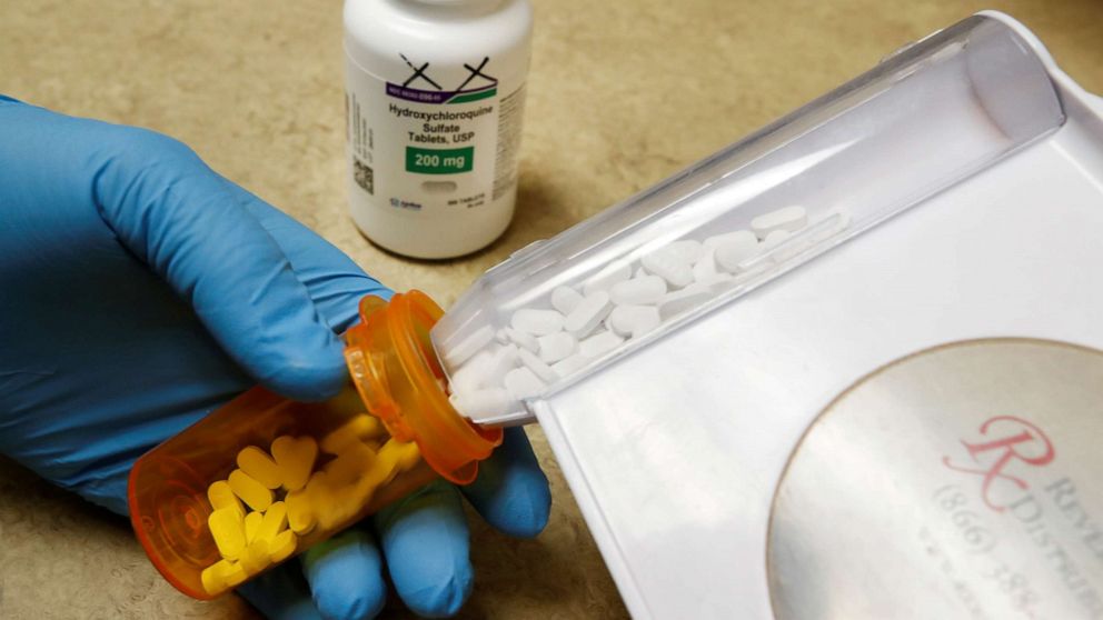 FILE PHOTO: The drug hydroxychloroquine is displayed by a pharmacist at the Rock Canyon Pharmacy in Provo, Utah, on May 27, 2020.