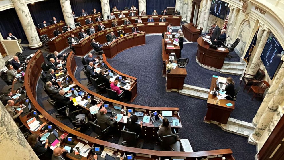PHOTO: The Idaho House of Representative voted to approve a Texas-styled bill banning abortions after six weeks of pregnancy by allowing potential family members to sue a doctor who performs one, on March 14, 2022, at the Statehouse in Boise, Idaho.