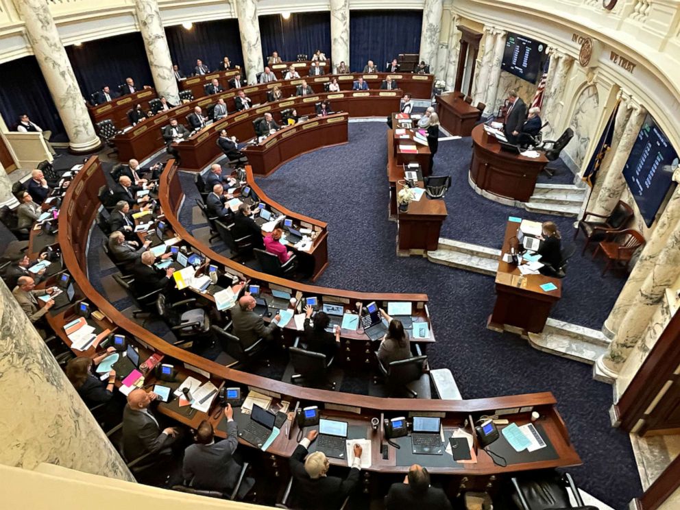 PHOTO: The Idaho House of Representative voted to approve a Texas-styled bill banning abortions after six weeks of pregnancy by allowing potential family members to sue a doctor who performs one, on March 14, 2022, at the Statehouse in Boise, Idaho.