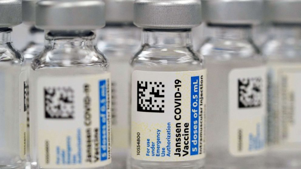 PHOTO: Vials of Johnson & Johnson COVID-19 vaccine at a pharmacy in Denver, March 6, 2021.  