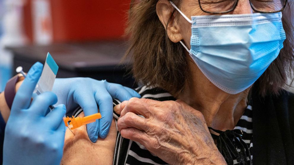 PHOTO: Barbara Schmalenberger, 86, of Hilliard, Ohio, receives the Johnson & Johnson coronavirus vaccine at the OSU Wexner Medical Center in Columbus, Ohio, March 2, 2021.