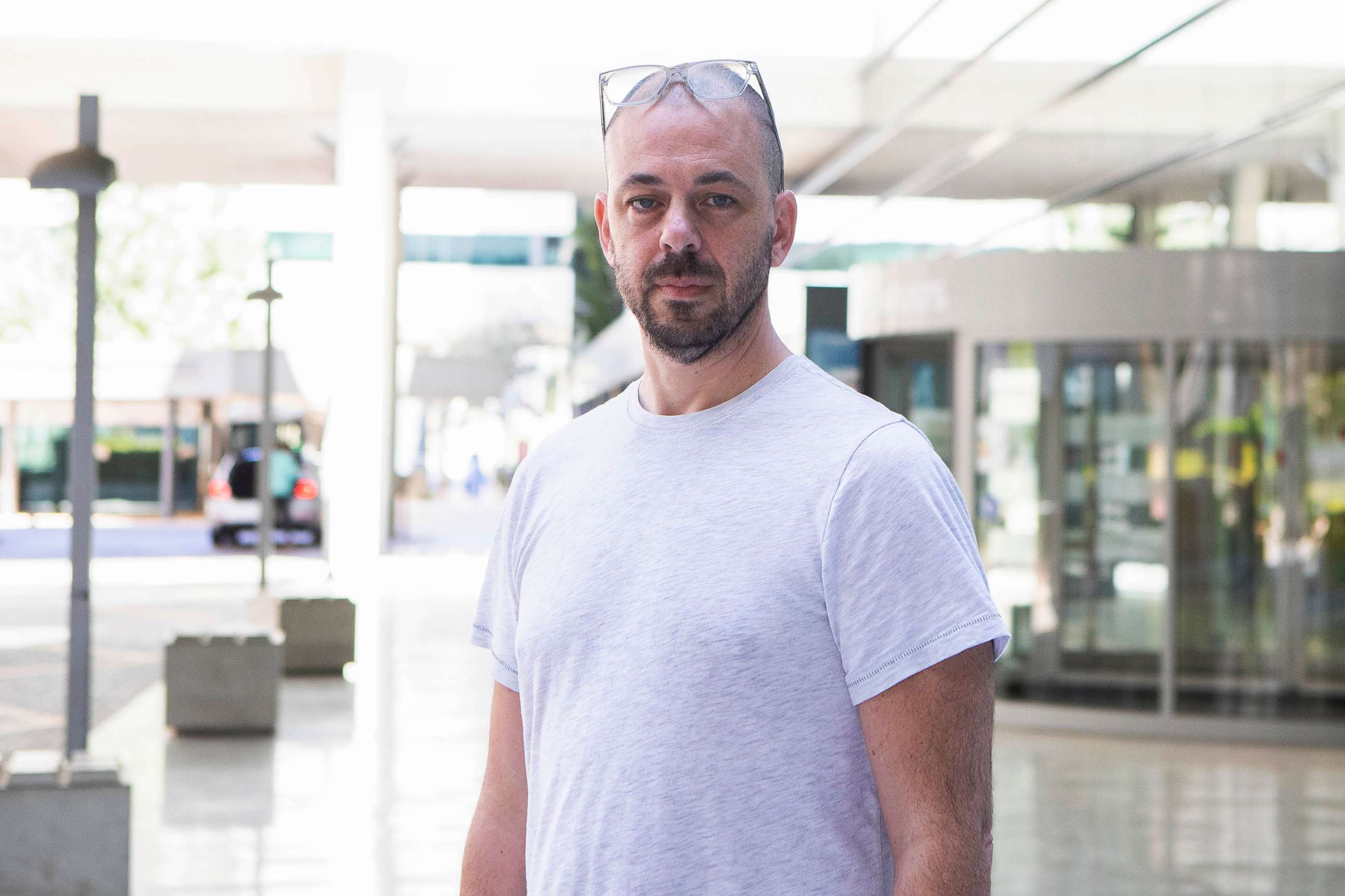 PHOTO: Andrea Prudente's husband Jay Weeldreyer poses for a photo at the Son Espases University Hospital in Palma Mallorca, Spain, June 24, 2022.