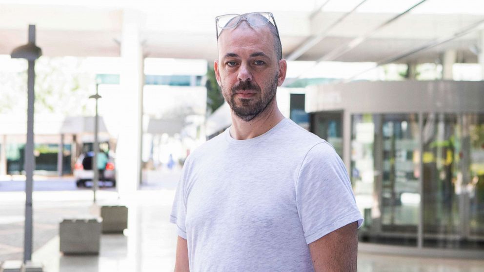 PHOTO: Andrea Prudente's husband Jay Weeldreyer poses for a photo at the Son Espases University Hospital in Palma Mallorca, Spain, June 24, 2022.